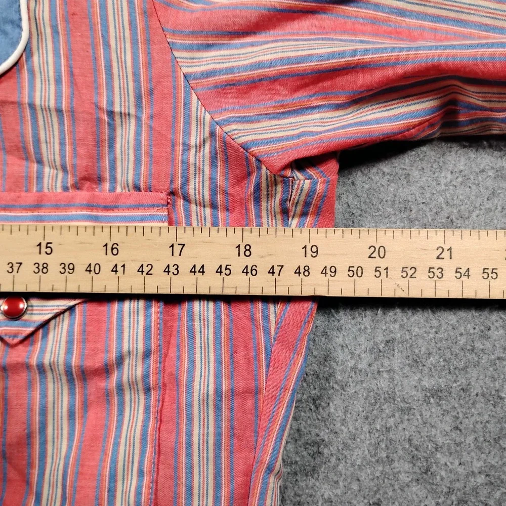 Vintage Kenny Rogers Karman Pearl Snap Western Shirt Men's 15 Pink Striped Crop